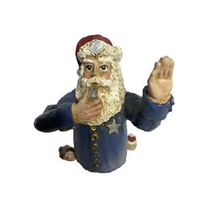 Vintage Wood World Santa Figure Police Officer Sheriff Children 1993 Christmas